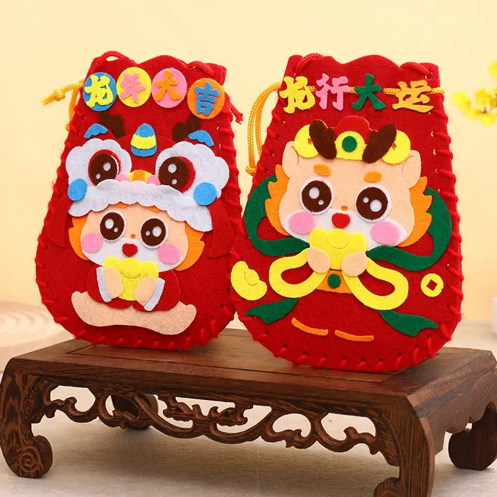 Chinês Bolsa da Sorte do Ano Novo Chinês, o Dragão da Sorte Saco de Diy Kit de Artesanato para Crianças Artesanal Festival da Primavera de Materiais de Decoração