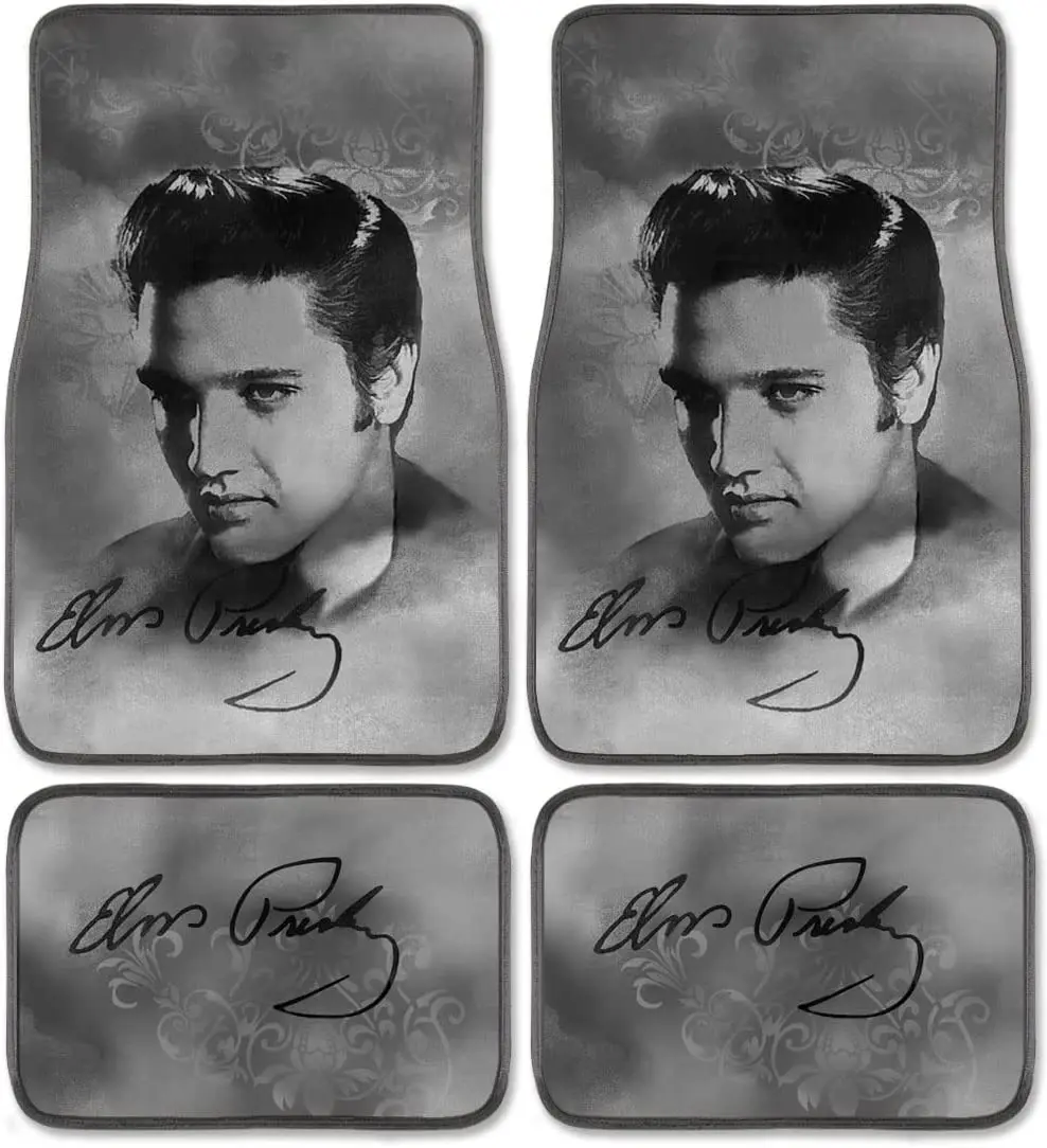 Elvis Presley Tapete de Carro SUV Caminhão de Tapetes 4 Peças Personalizado Design de Impressão - Preto