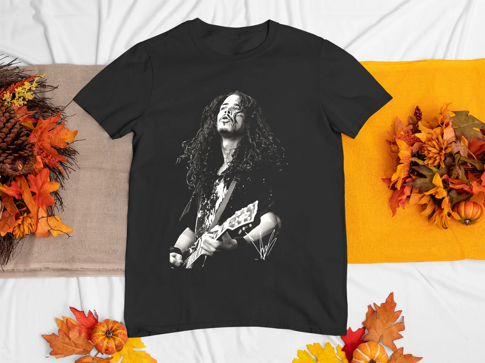 Inspirado Chris Cornell do Soundgarden Algodão Preto Unissex Todo o tamanho de T-Shirt FA010