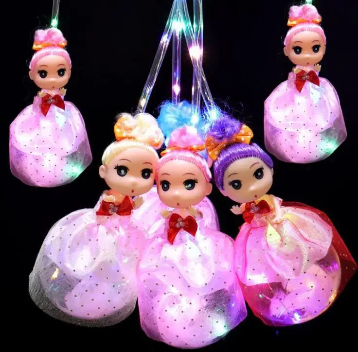 Luminoso da Princesa Bonecas Lanterna de Descompressão Brinquedo Favor de Partido Portátil Boneca Brinquedos Céu Estrelado Bola Colorida Glitter Dom Crianças SN