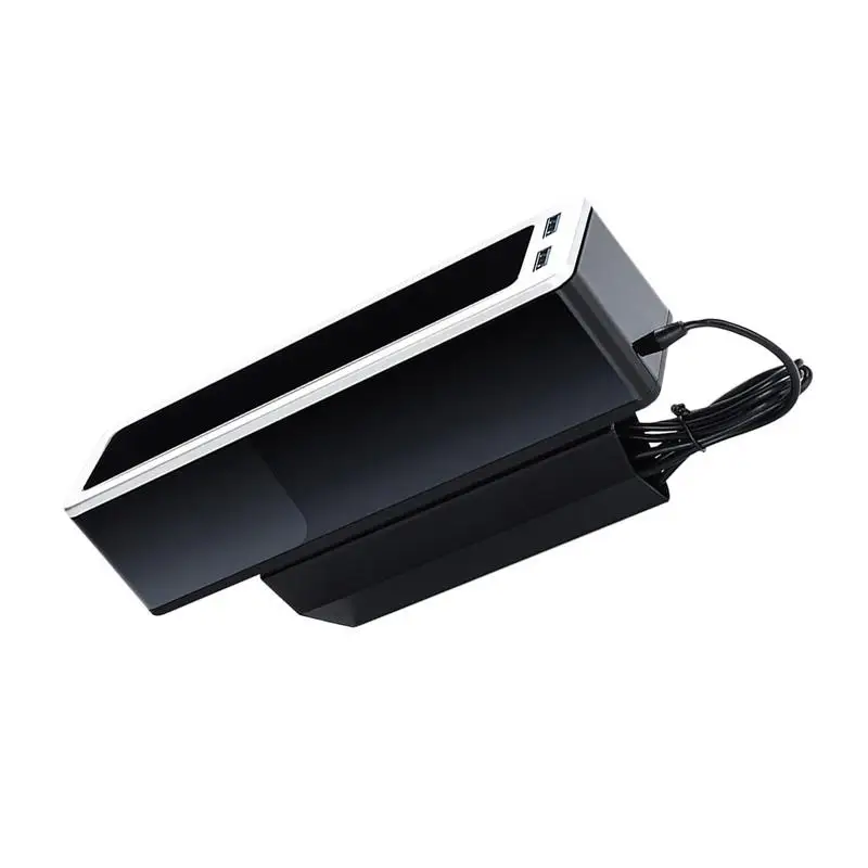 O Console de Bolso Organizador de Assentos de Carro Gap Filler Caixa de Armazenamento USB Com Portas de Carga do Console Bolsos Laterais Catcher Transportador Para