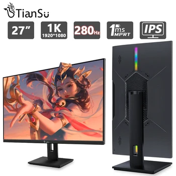 TIANSU 27 Polegadas do Monitor 280Hz 1K 240Hz Monitor 1080P Full HD Gamer de PC, HDMI IPS Tela do Computador DP 1MS Monitor para Jogos