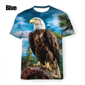 Man em 3D Pássaro Águia Impresso T-Shirt de Manga Curta Fashion T-Shirt