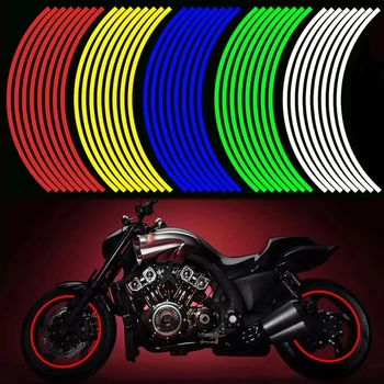 1 Conjunto de 7 Cores, Estilo Carro Tiras Reflexivas Moto de Motocross Moto Roda de Adesivos e Decalques 17/18 Polegadas Reflexiva Rim Fita