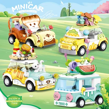 Criatividade Comida Deliciosa Mini Toy Car Series, Montagem De Pequenas Partículas De Blocos De Construção De Área De Trabalho De Decoração De Modelo De Brinquedos Presentes