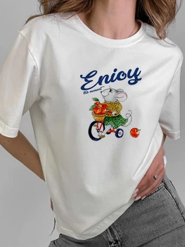 Nova moda de Natal, T-shirts de Impressão Chifres Versátil Natal T-Shirt das Mulheres Impressão Mulheres Cima do Boneco de neve de Impressão Mulheres Dom Curto