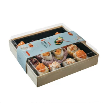 Personalizado productCustom Eco-friendly Sushi Japonês Caixa de Madeira Embalagens de takeway com logotipo