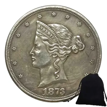 1873 Luxo de Um Dólar 3D-NOS a Arte de Moeda/Paz Moedas Comemorativas/Esculpida Engraçado Morgan Dólar de Moeda da Sorte de Memória Presentes+Saco do Presente
