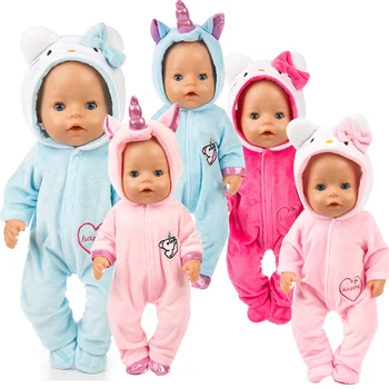 Novo Unicórnio Roupas de Boneca Kitty Onesie Ajuste de 17 Polegadas-Americano de 43 CM Bebê Nascido Acessórios da Barbie de Natal da Menina Brinquedo Dom Crianças