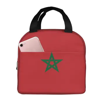 Marrocos Bandeira Sacola com Saco de Almoço para Homens, Mulheres, Crianças Meninos Portátil, Frigorífico Bolsa Térmica para o Trabalho no Escritório da Escola de Piquenique Praia Camping