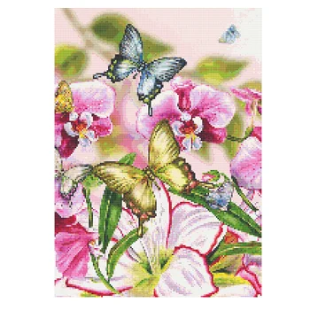 5D DIY diamante pintura romance mosaico de imagens de borboletas caindo sobre flores na floresta decoração home quadrado/redondo alvenaria