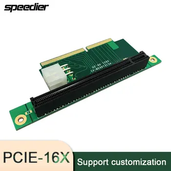 PCIe-16 Adaptador de Cartão Não-padrão 16x Macho Padrão 16x PCI Express Feminino para a Direita 90 ° com 6pin Poder