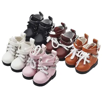 1Pair Mini Boneca Sapatos Cadeia de Sapatos de Alta-top PU Sapatos De Boneca 1/6 BJD Blythe EXO Boneca Garota de Botas do Presente