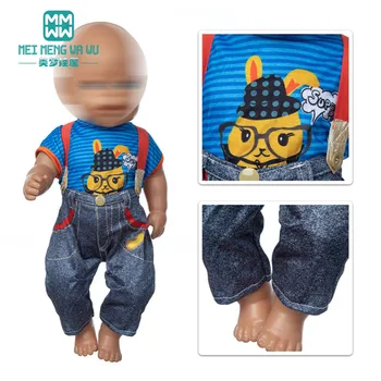 Roupas para a boneca Cartoon correia conjunto de ajuste 17inch 43cm brinquedo do bebê recém-nascido boneca acessórios