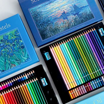 24/36/48 Profissional Oleosa Lápis de cor Definido Desenho em Cores Sortidas Leva a Caixa para a Pintura de Artistas Estudantes de material Escolar