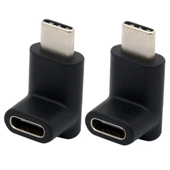 2X de 90 Graus do Tipo C, Adaptador USB C Macho Para Fêmea Adaptador para Cima E para Baixo em Ângulo USB-USB C 3.1 Tipo-C, com Conector
