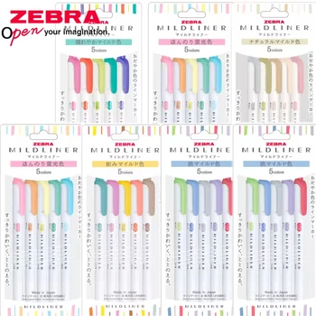 5pcs Japão ZEBRA Marcador Nova Cor WKT7 duas pontas cor Pastel, Marcadores Fluorescentes kawaii materiais de Arte Papelaria
