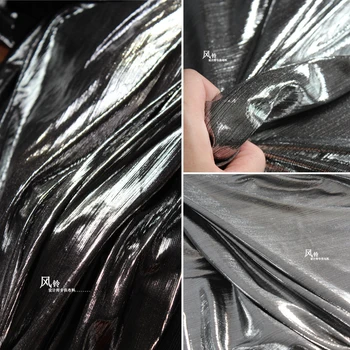 Escovado Textura de Tecido Elástico Prata em Imitação de Couro, DIY, Decoração Leggings Calças Vestido de Saia de Designer de Roupas de Tecido