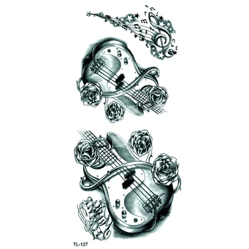 Violino Impermeável Tatuagens Temporárias De Homens De Música Tatuagem Tatuagem De Henna Adesivos De Beleza Violino Crianças Tatoo Para A Menina