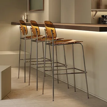 Terraço Com Encosto Alto Cadeira De Bar Moderno Impermeável Lounge Bar, Cadeira De Recepção De Plástico Transparente Bancos De Bar Artigos Para O Lar