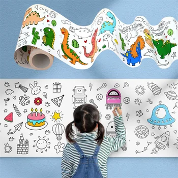 Crianças de Desenho de Rolo de Sticky 3 Metros de comprimento Crianças DIY Pintura Colorir Graffiti de Deslocamento Novos Brinquedos Educativos