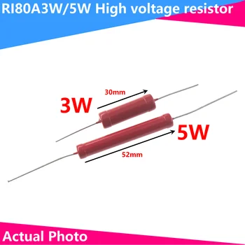 RI80A3W/5W Dahongpao 100M50k10K68k500M1K2M200M1G megohm vidro de esmalte de alta tensão do resistor